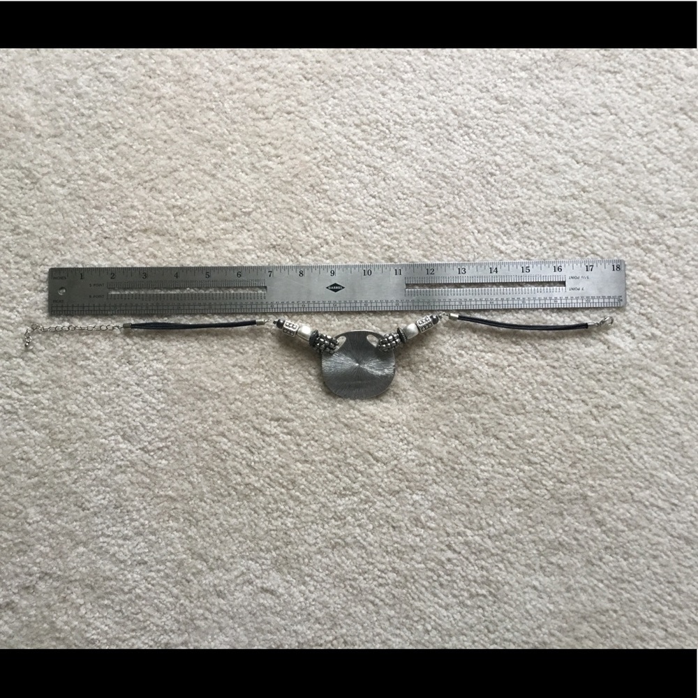 Large Silver Disc & Bead Statement Necklace - image 4